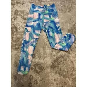 All In Motion Leggings Girls Size XL 14/16 Athletic Capri Pastel Paint Swirl